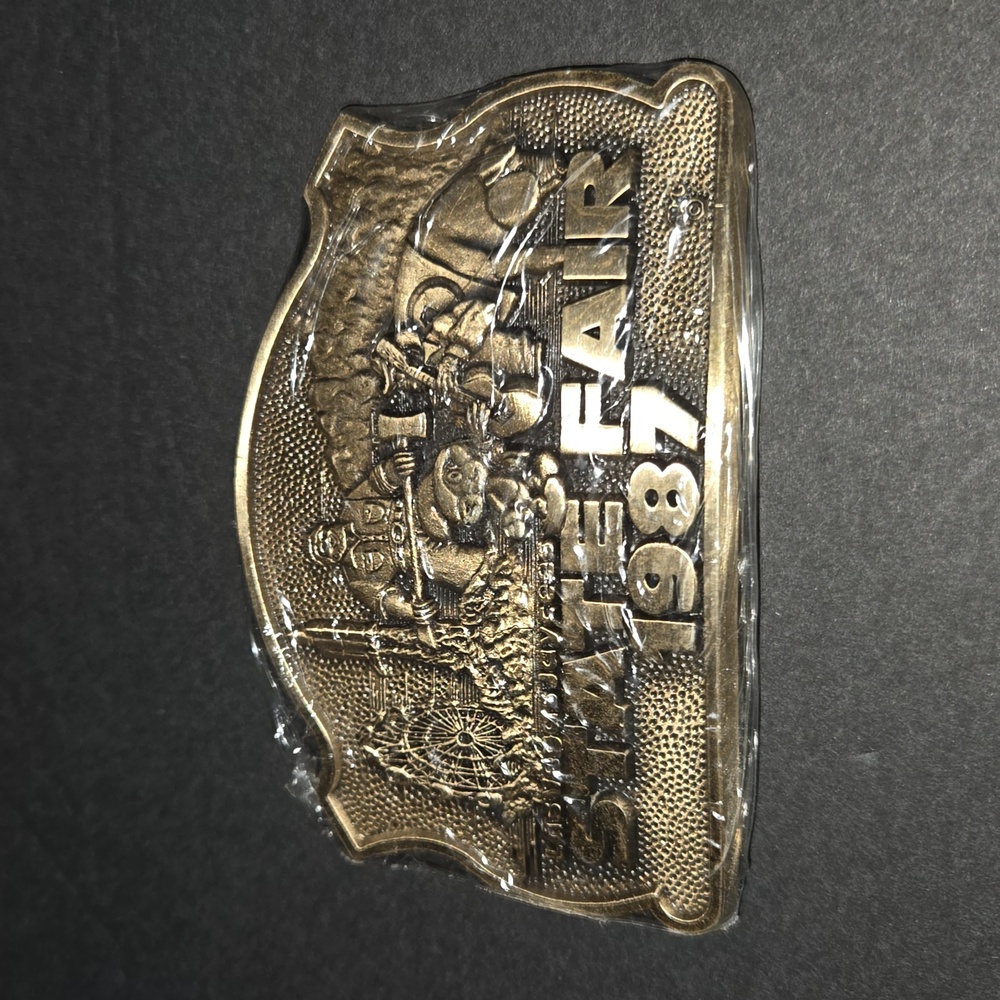 c RARE NEW 1987 LAS VEGAS JAYCEES STATE FAIR ALL BRASS BELT BUCKLE TAZ020 …